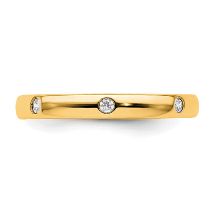 14K Yellow Gold Polished Size 4.5 Bezel-set 1/10 carat Diamond Complete Eternity Wedding Band Ring
