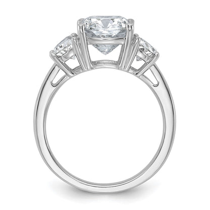 14K White Gold 1 carat Lab Grown Diamond VS/SI+ G+ Half Moon and 3 carat Cushion Center Semi Mount Three Stone Engagement Ring
