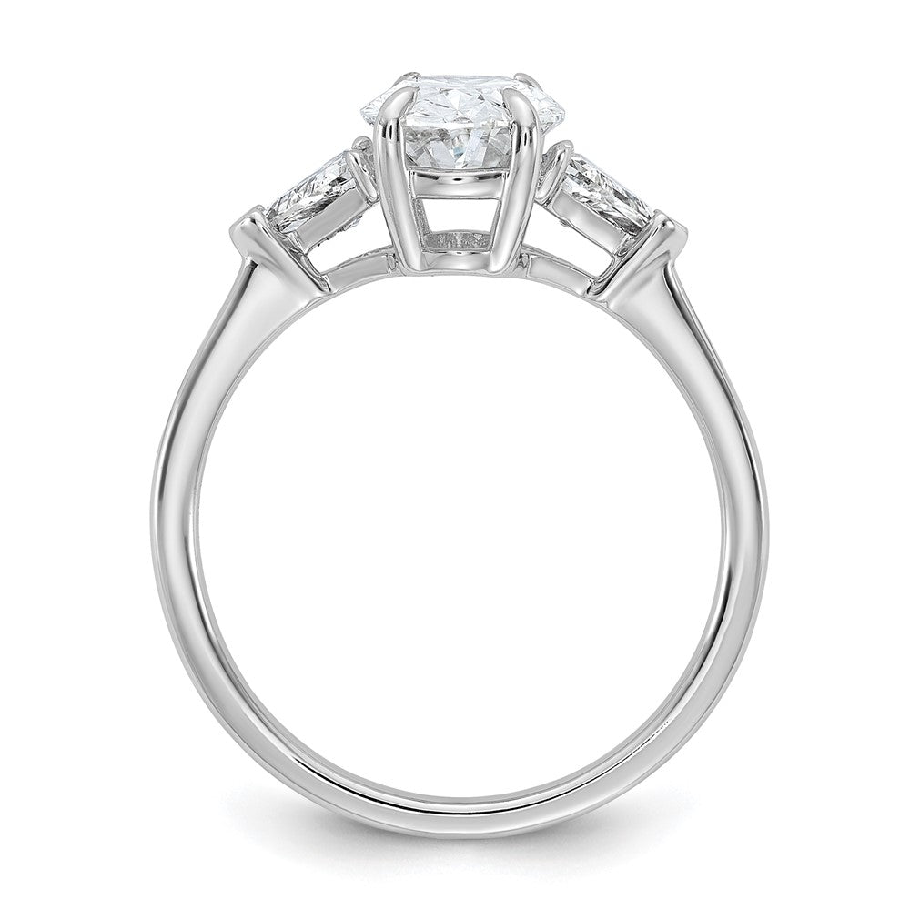 14K White Gold 2 carat Certified Lab Grown Diamond VS+ F+ Complete Oval and Trillion Three Stone Engagement Ring