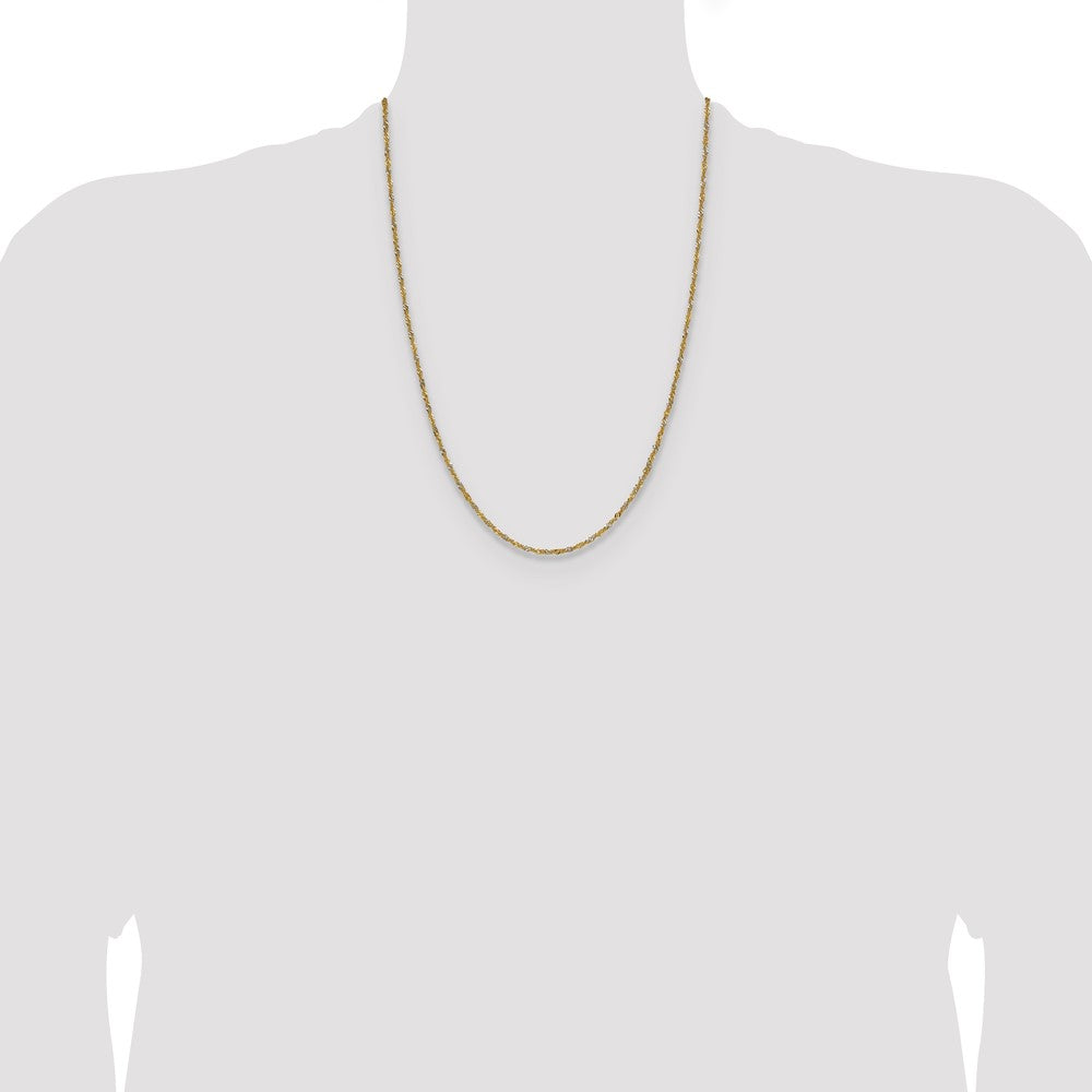 14K Yellow Gold with Rhodium 1.65mm Singapore 24 Inch Chain
