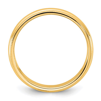 14K Yellow Gold 3.5mm Milgrain Half Round Wedding Band Ring