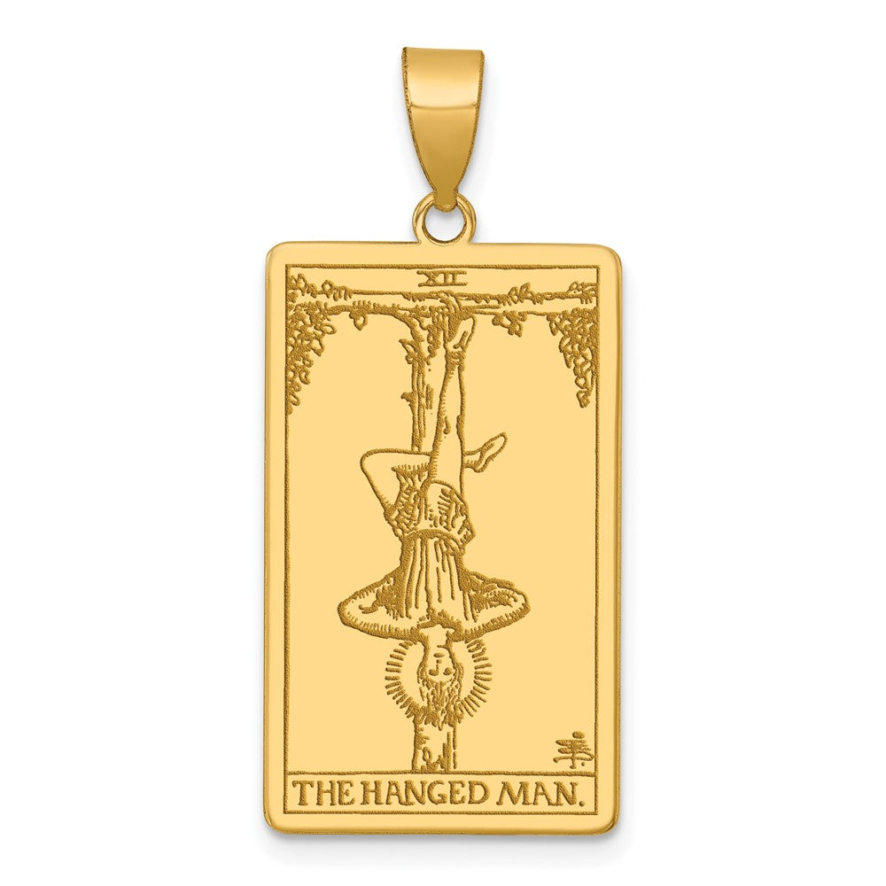 14K Yellow Gold The Hanged Man Tarot Card Pendant