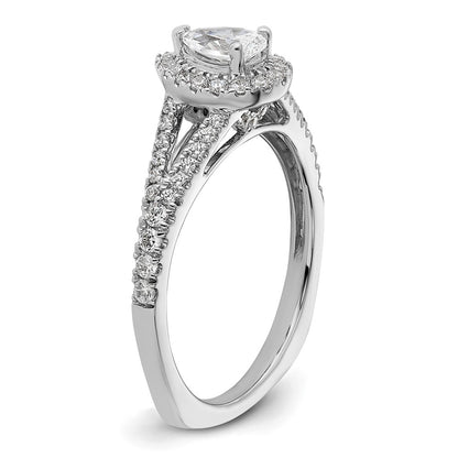 14K White Gold Halo Plus (Holds 1/2 carat (6x4mm) Pear Center) 3/8 carat Diamond Semi-mount Engagement Ring