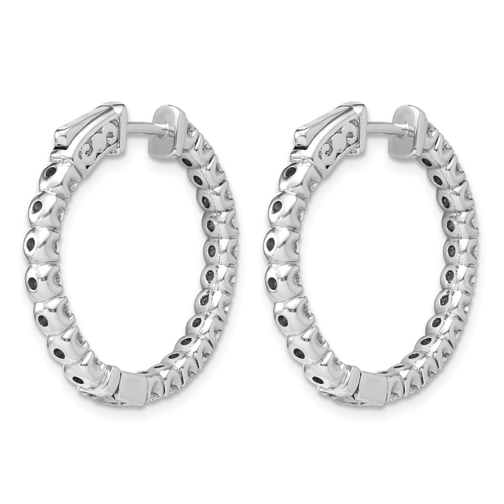 14K White Gold 2 carat Lab Grown Diamond VS+ F+ Round Complete In and Out Safety Clasp Hoop Earrings
