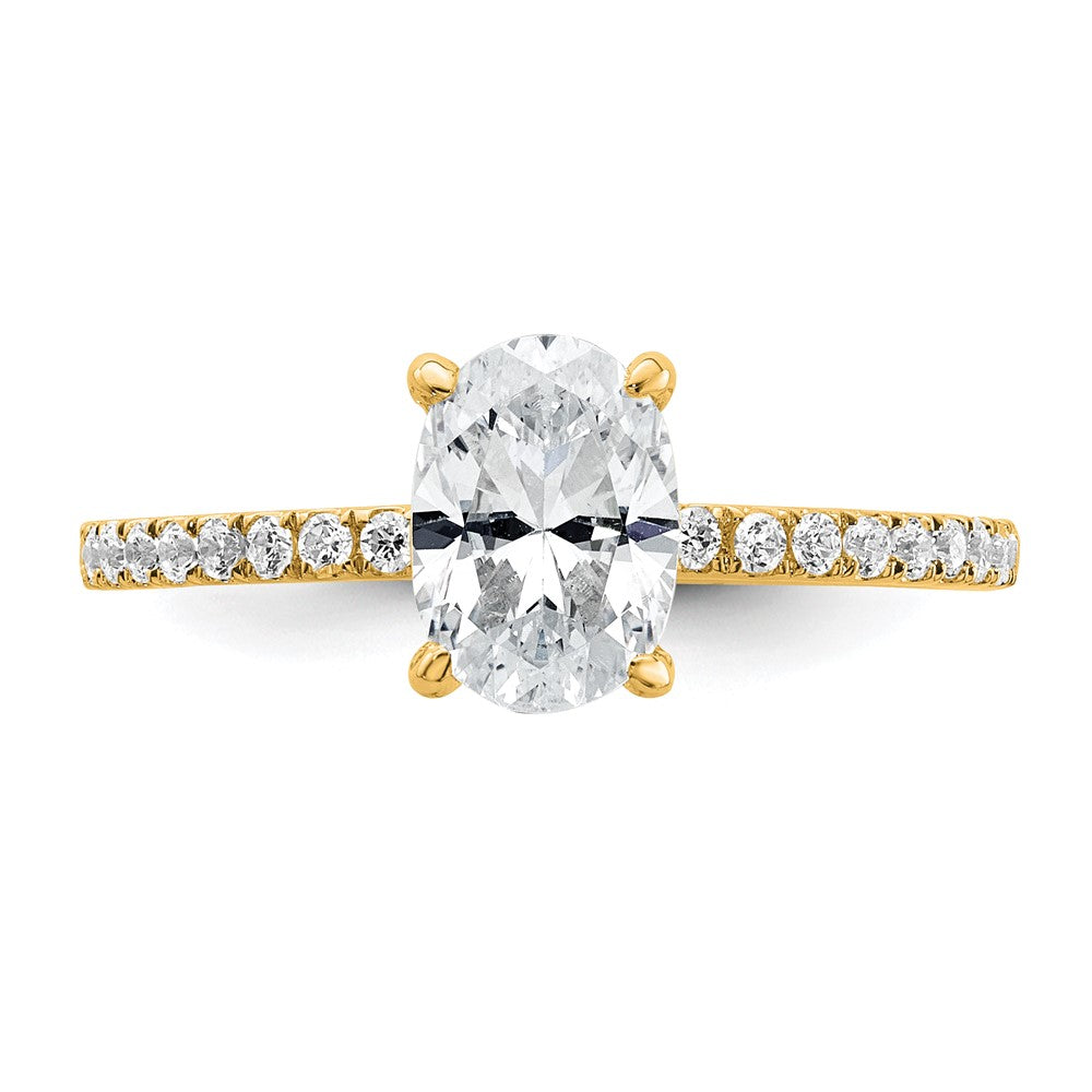 14K Yellow Gold 1 1/3 carat Certified Lab Grown Diamond VS/SI+ G+ Oval Complete Solitaire with Flair Engagement Ring