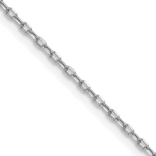 14K White Gold 3mm Semi-solid D/C Open Link Cable 18 Inch Chain