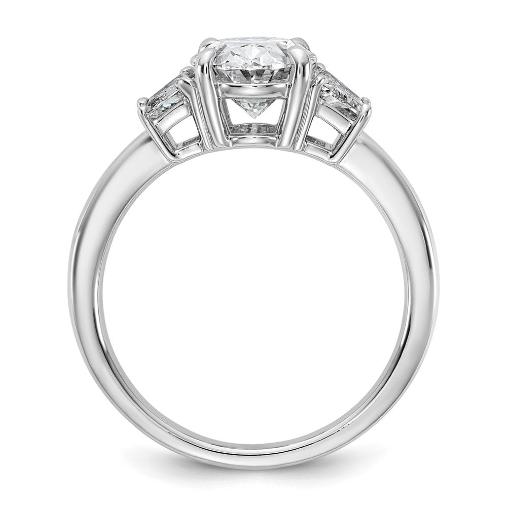 14K White Gold 2 3/4 carat Certified Lab Grown Diamond VS+ F+ Oval and Trapezoid Complete Three Stone Engagement Ring