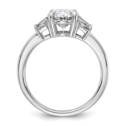 14K White Gold 2 3/4 carat Certified Lab Grown Diamond VS+ F+ Oval and Trapezoid Complete Three Stone Engagement Ring