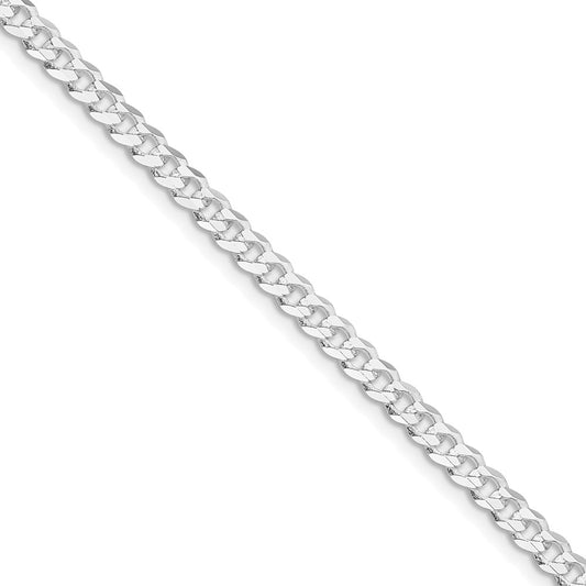 Sterling Silver Rhodium-plated 3.8mm Flat Curb Chain (100 Inch Spool)