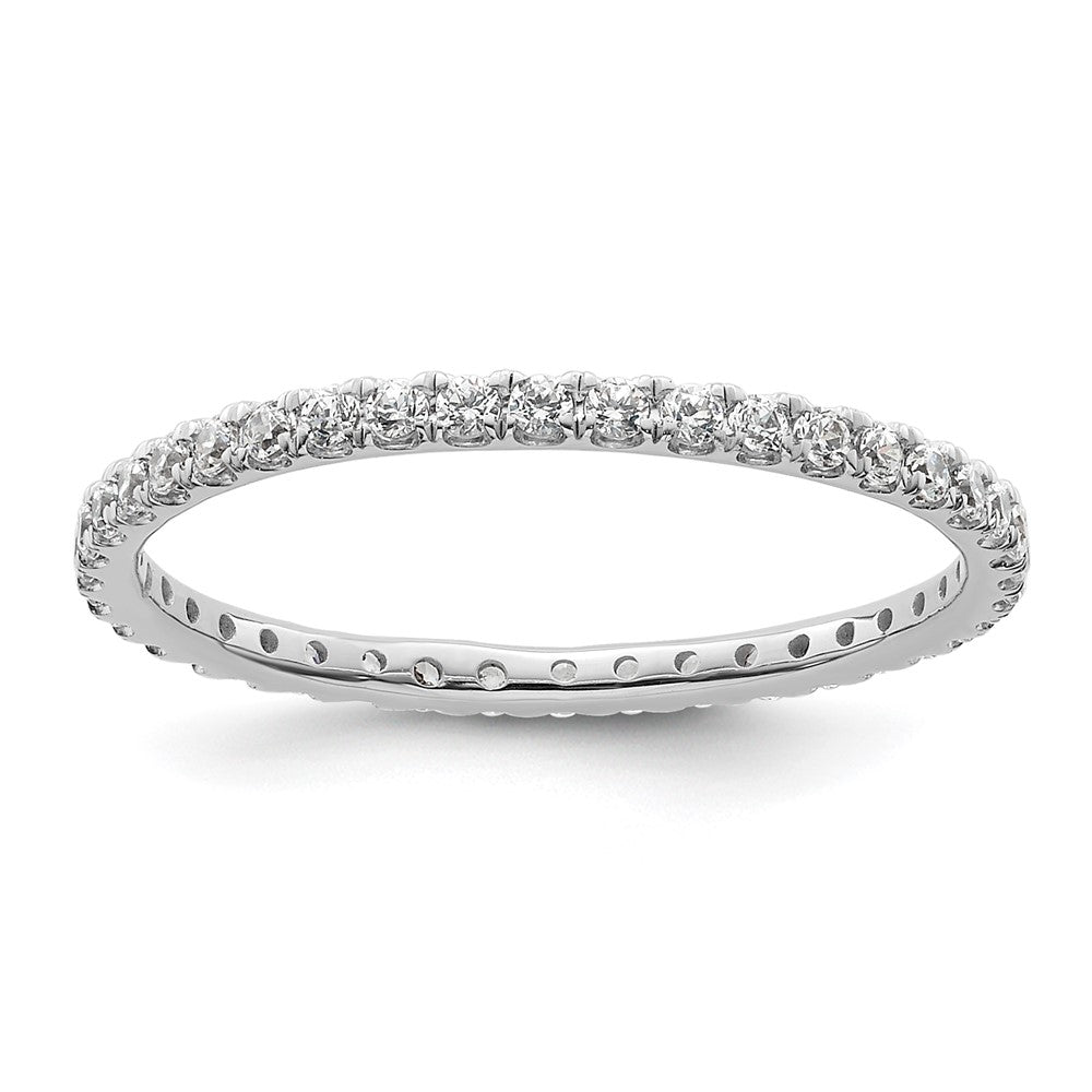 14K White Gold Polished Size 8.5 U-Shared Prong 1/2 carat Diamond Complete Eternity Wedding Band Ring