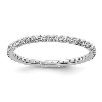 14K White Gold Polished Size 8.5 U-Shared Prong 1/2 carat Diamond Complete Eternity Wedding Band Ring