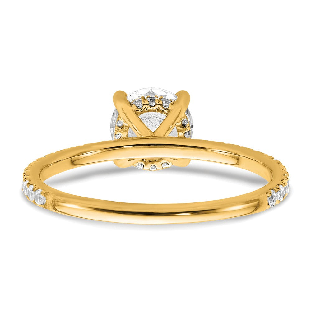 14K Yellow Gold 1 1/3 carat Certified Lab Grown Diamond VS/SI+ G+ Round Complete Solitaire with Flair Engagement Ring
