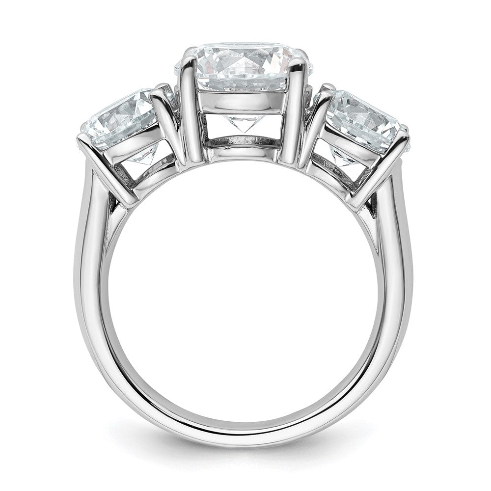 14K White Gold 5 carat Lab Grown Diamond VS+ F+ Three Stone Complete Engagement Ring