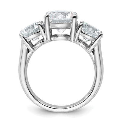 14K White Gold 5 carat Lab Grown Diamond VS+ F+ Three Stone Complete Engagement Ring