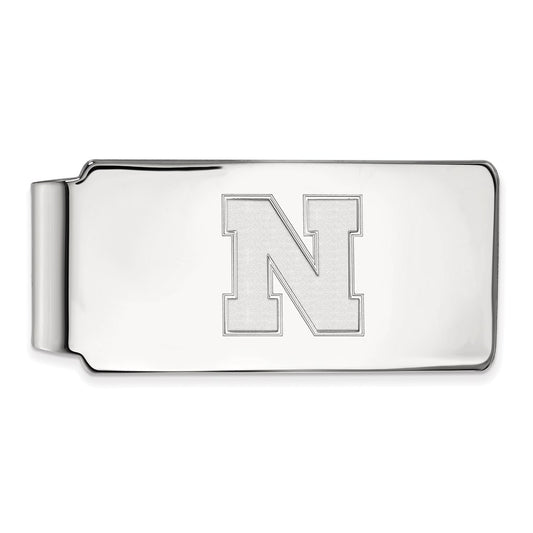 10K White Gold LogoArt University of Nebraska Letter N Money Clip
