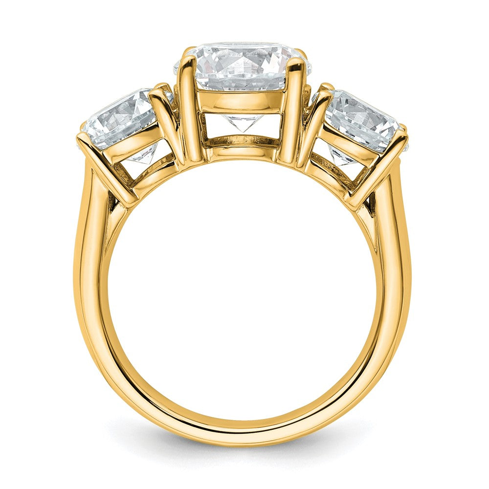 True Origin 14K Yellow Gold 5 carat Lab Grown Diamond VS+ F+ Complete Round Three Stone Ring