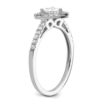 14K White Gold Halo Plus (Holds 1/2 carat (5.00mm) Trillion Center) 1/4 carat Diamond Semi-Mount Engagement Ring