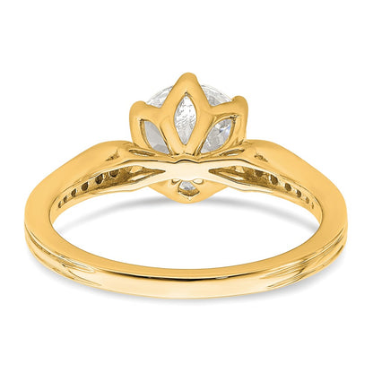 14K Yellow Gold Gold (Holds 1.5 carat (7.5mm) Round Center) 1/6 carat Diamond Semi-Mount Engagement Ring