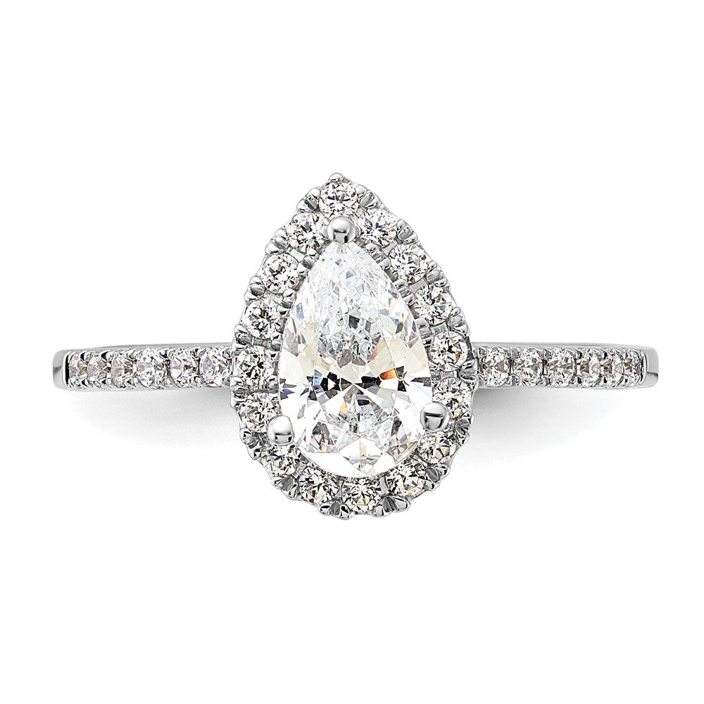 14K White Gold Halo (Holds 1 carat (8x5mm) Pear Center) 1/3 carat Diamond Semi-mount Engagement Ring