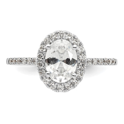 14K White Gold Halo (Holds 1.25 carat (7.5x5.5mm) Oval Center) 1/3 carat Diamond Semi-mount Engagement Ring