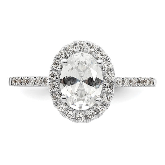 14K White Gold Halo (Holds 1.25 carat (7.5x5.5mm) Oval Center) 1/3 carat Diamond Semi-mount Engagement Ring