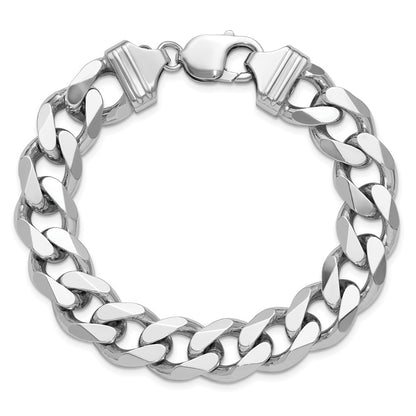 Sterling Silver Rhodium-plated 13mm Curb Chain