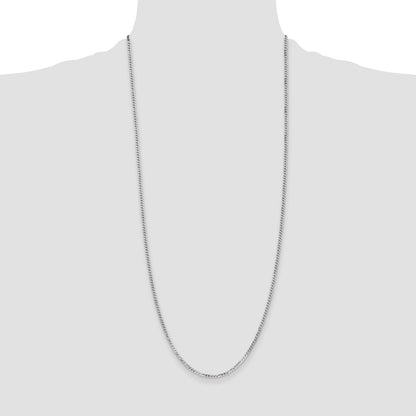 14K White Gold 2.2mm Flat Beveled Curb 30 Inch Chain
