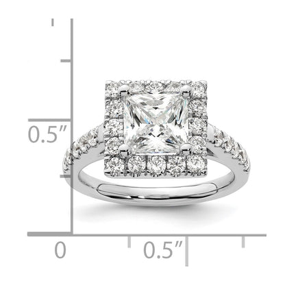 14K White Gold Halo Plus (Holds 1.75 carat (6.9mm) Princess Center) 7/8 carat Diamond Semi-Mount Engagement Ring