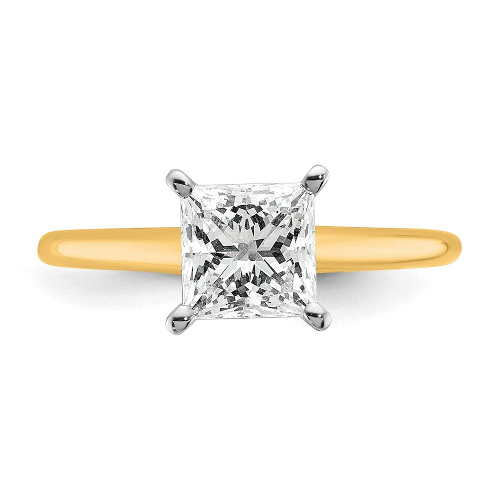14K Two-Tone Gold Two-tone 1 1/2 carat Lab Grown Diamond VS+ F+ Princess Complete Solitaire Engagement Ring