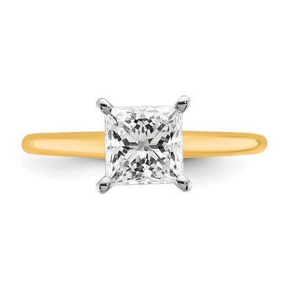 14K Two-Tone Gold Two-tone 1 1/2 carat Lab Grown Diamond VS+ F+ Princess Complete Solitaire Engagement Ring