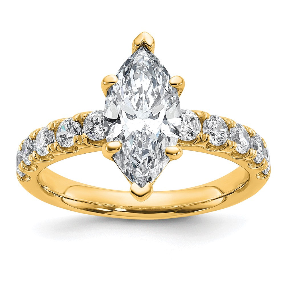 14K Yellow Gold Certified 2 3/4 carat Lab Grown Diamond VS+ F+ Marquise Complete Engagement Ring