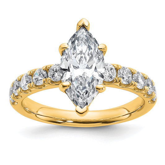 14K Yellow Gold Certified 2 3/4 carat Lab Grown Diamond VS+ F+ Marquise Complete Engagement Ring