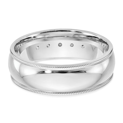 True Origin 14K White Gold Men's 1/2 carat Lab Grown Diamond VS+ F+ Size 9 Complete Miligrain Wedding Band Ring