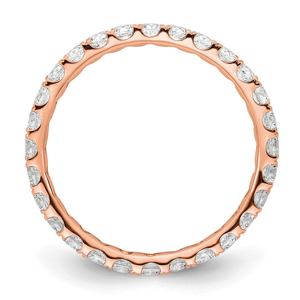 14K Rose Gold Polished Size 5.5 U-Shared Prong 1 carat Diamond Complete Eternity Wedding Band Ring