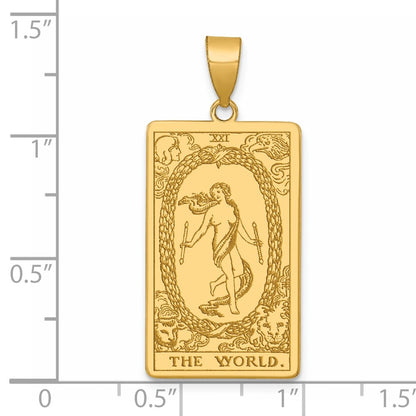 14K Yellow Gold The World Tarot Card Pendant