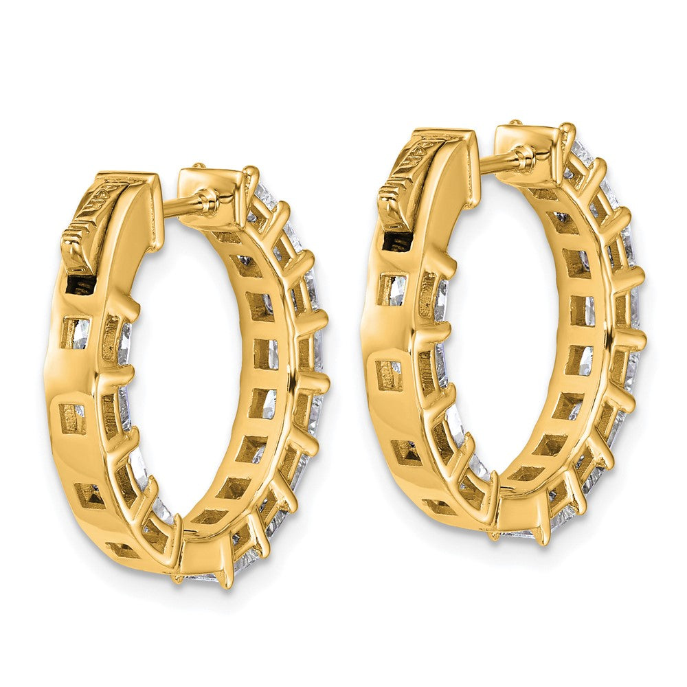14K Yellow Gold 4 carat Lab Grown Diamond VS/SI+ G+ Princess Complete In and Out Hoop Earrings