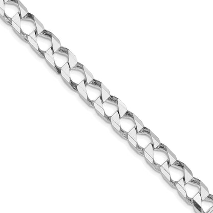 Sterling Silver Rhodium-plated 8.6mm D/C Square Curb 24 Inch Chain