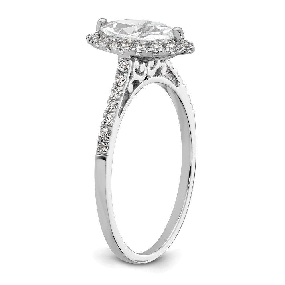 14K White Gold Halo (Holds 3/4 carat (9.0x4.5mm) Marquise Center) 1/3 carat Diamond Semi-mount Engagement Ring