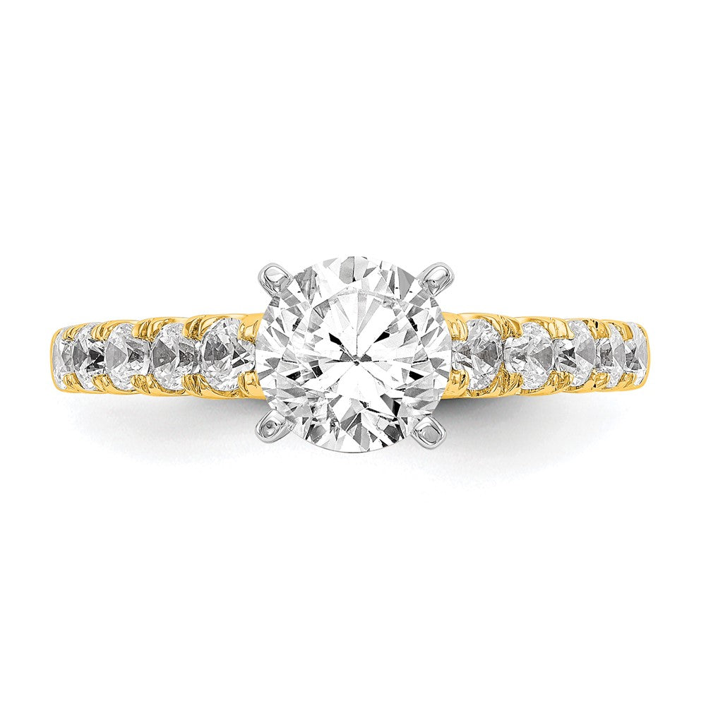 True Origin 14K Yellow Gold 1/2 carat Lab Grown Diamond VS+ F+ Semi-Mount Peg Set Engagement Ring