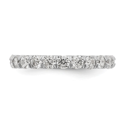 14K White Gold Polished Size 7 U-Shared Prong 2 carat Diamond Complete Eternity Wedding Band Ring