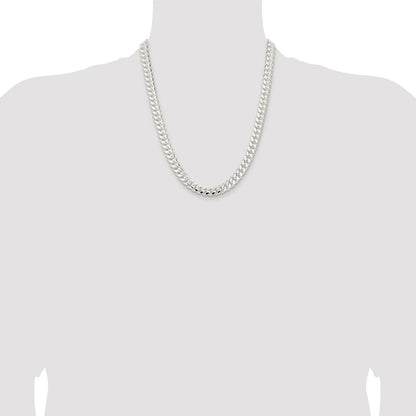 Sterling Silver Rhodium-plated 9mm Polished Domed Curb 22 Inch Chain
