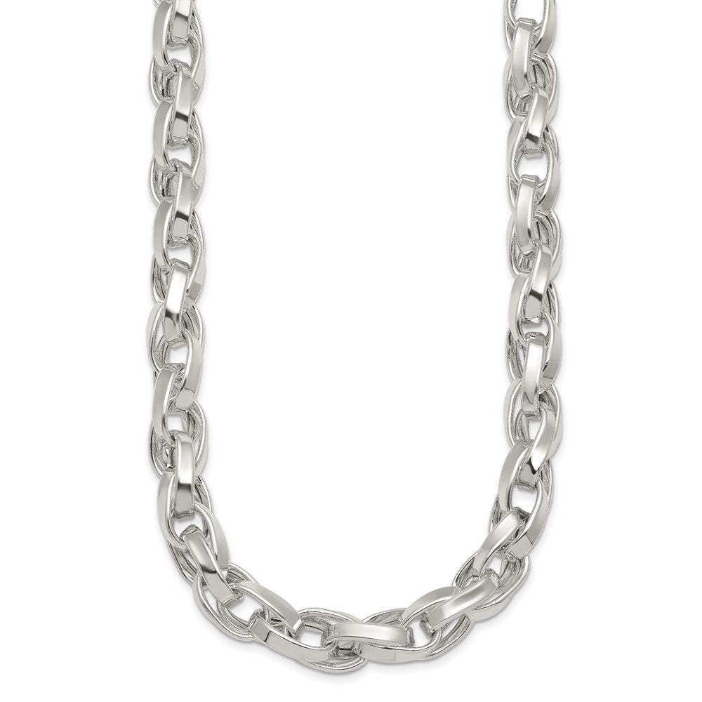 Sterling Silver Polished Double Twisted Link 18 Inch Necklace