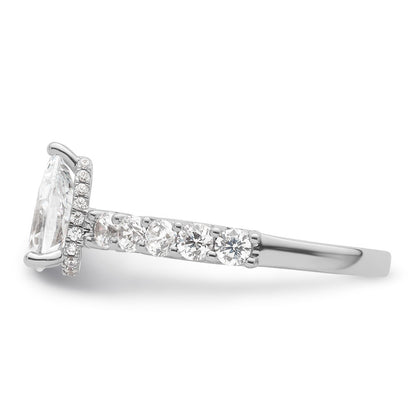 14K White Gold 2 carat Lab Grown Diamond VS/SI+ G+ Pear Complete Engagement Ring