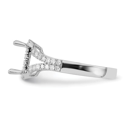 True Origin 14K White Gold 1/2 carat Lab Grown Diamond VS+ F+ Semi-Mount Emerald Halo Engagement Ring