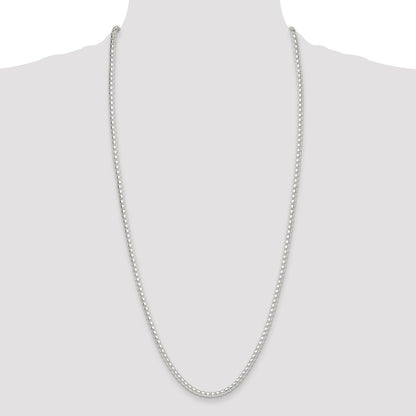 Sterling Silver Polished 4mm Round Box 30 Inch Chain