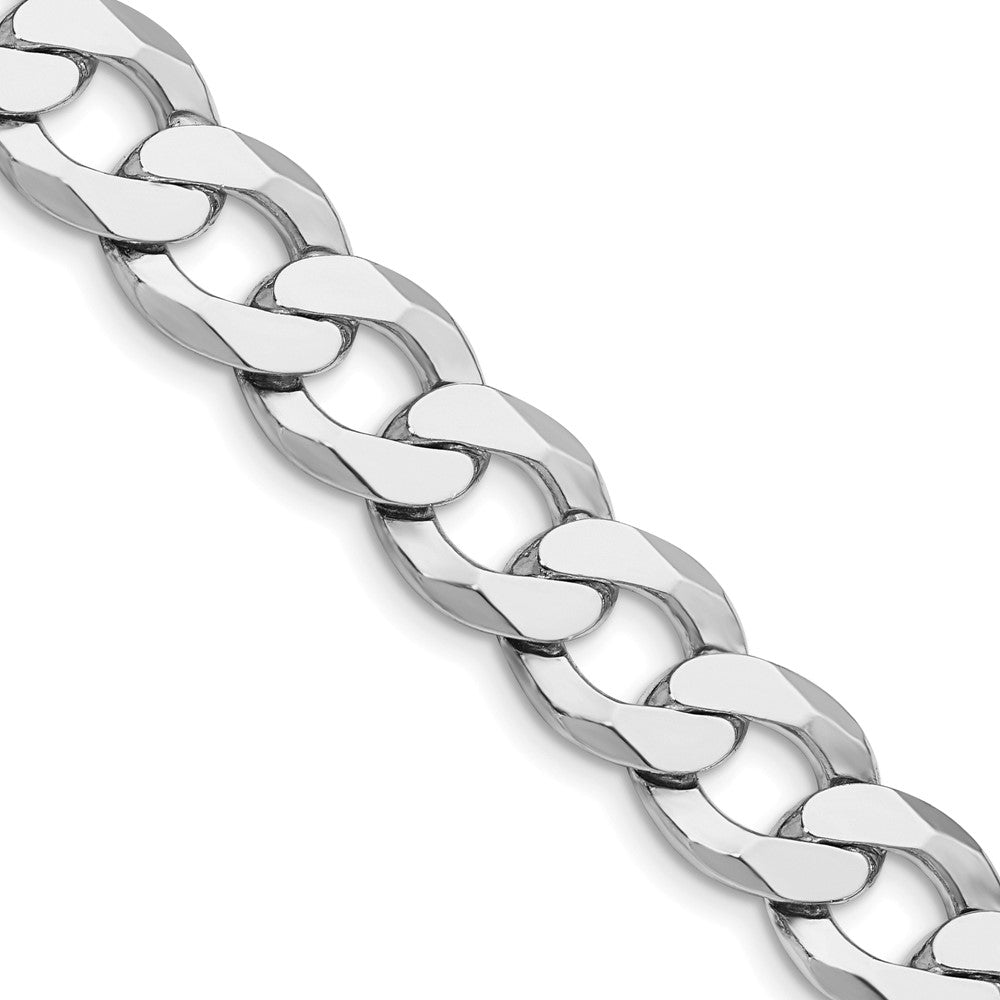 Sterling Silver Rhodium-plated 11.75mm Flat Curb 22 Inch Chain