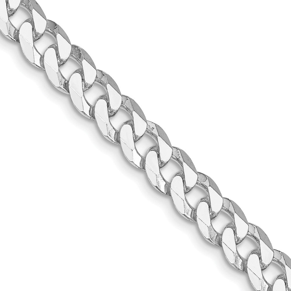 Sterling Silver Rhodium-plated 7mm Beveled Curb 24 Inch Chain