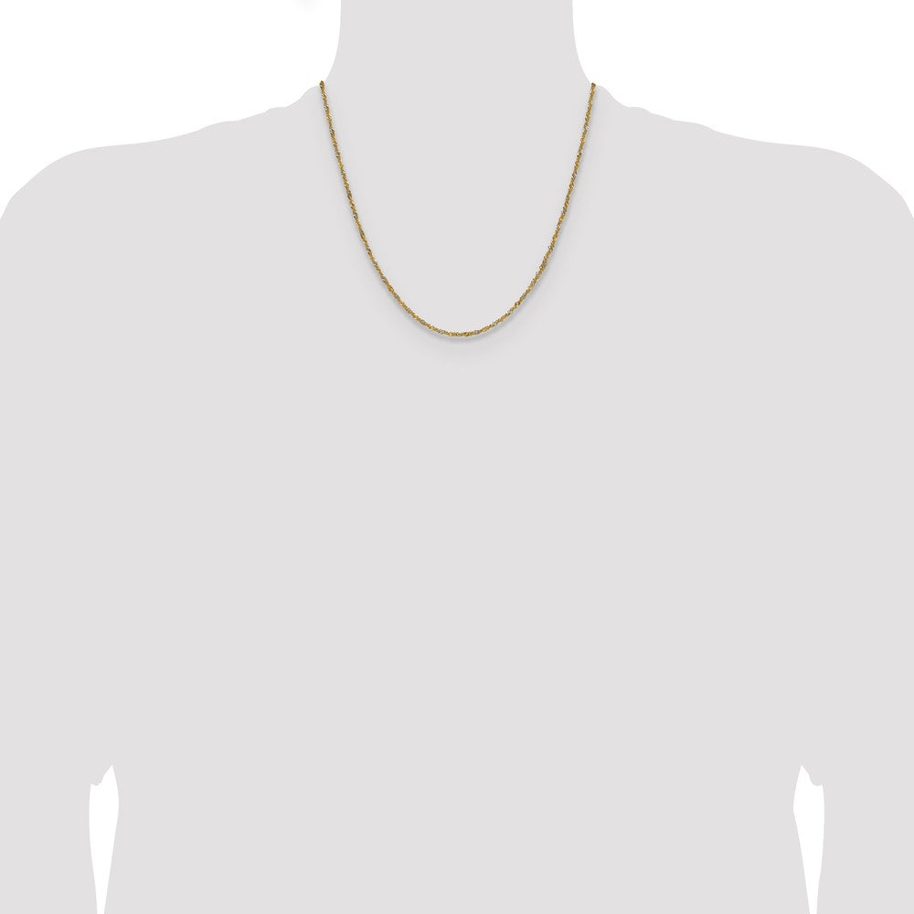 14K Yellow Gold with Rhodium 1.65mm Singapore 20 Inch Chain