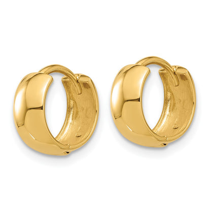 14K Yellow Gold Polished 5mm Hinged Huggie Hoop Earrings