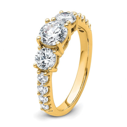 True Origin 14K Yellow Gold 2 carat Lab Grown Diamond VS+ F+ Complete Round Three Stone Ring